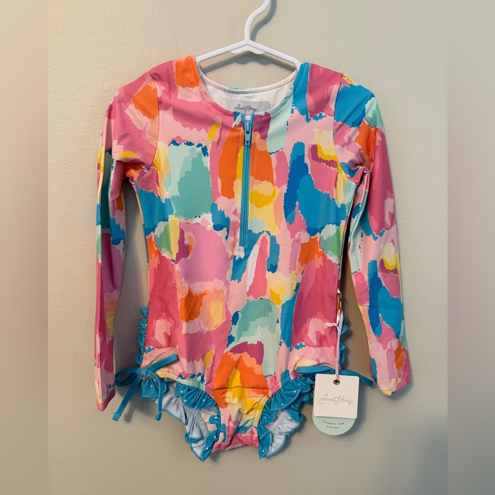SweetHoney Vibrant Multicolor Kids Swim Rashguard